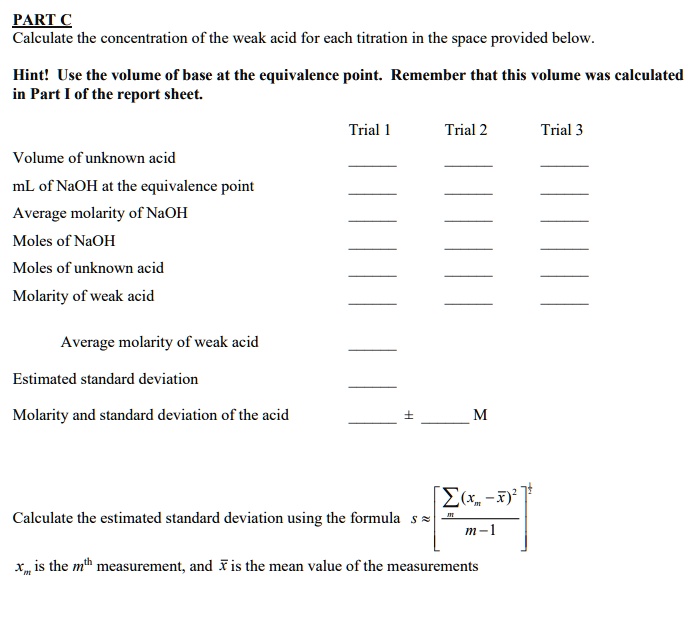 SOLVEDPARLC Calculate the concentration of the weak acid for each