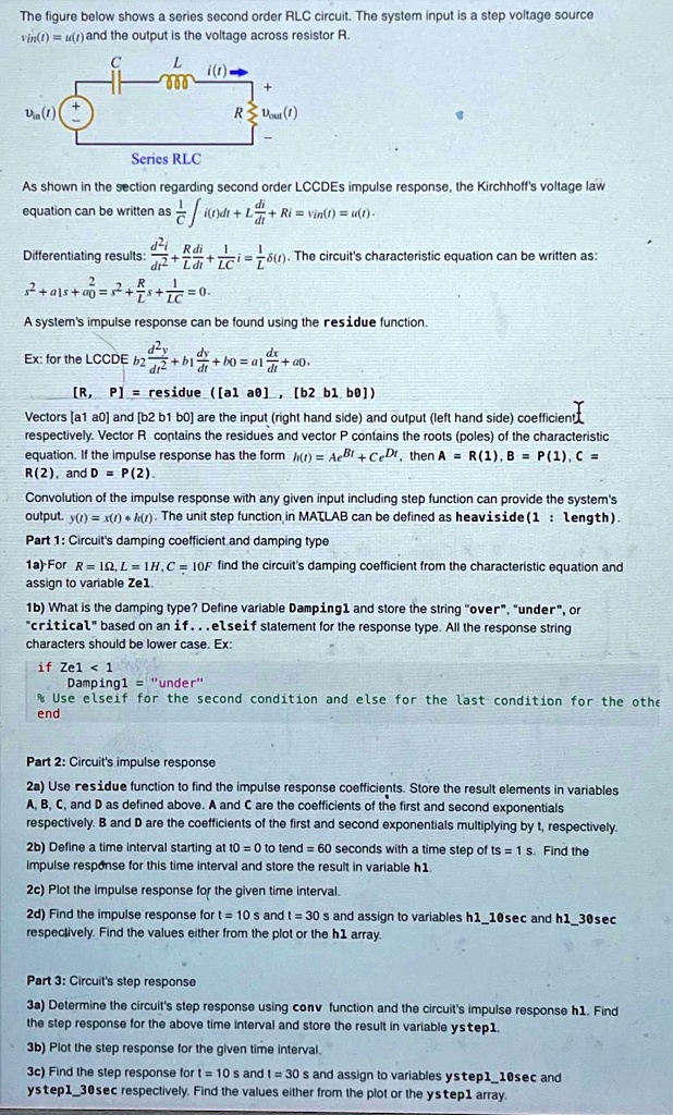 SOLVED: The figure below shows a series second-order RLC circuit. The ...