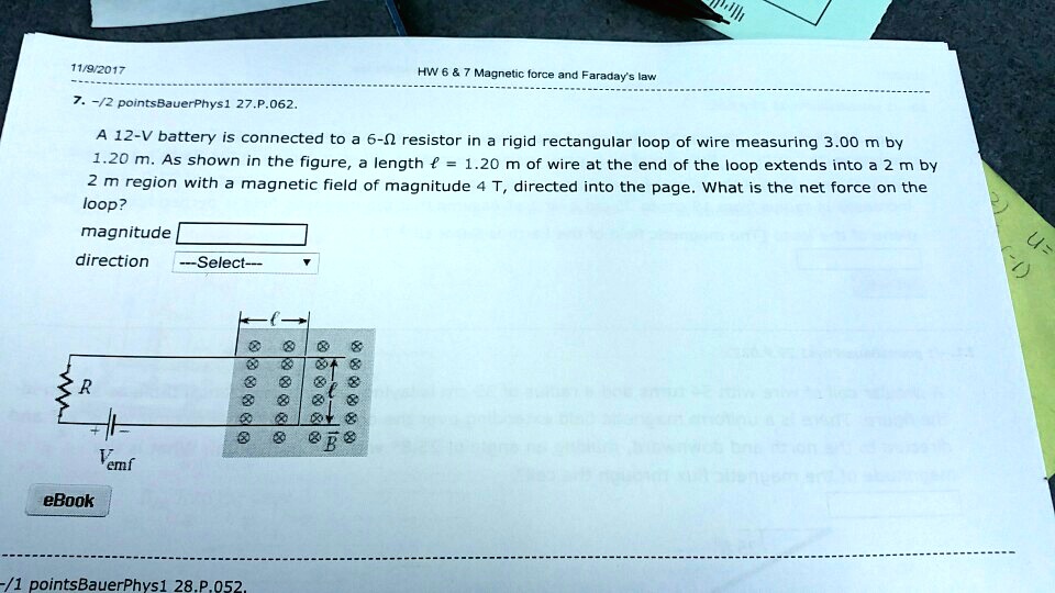 Video Solution: 11 9 2017 Hw = Magnetic Force And Faraday's 7. - 2 