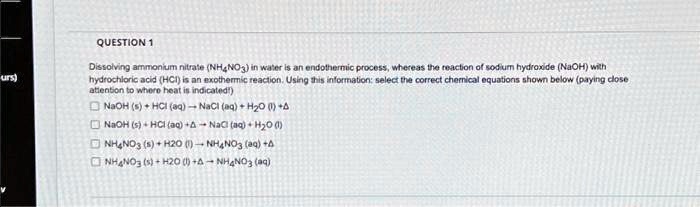 SOLVED: Texts: Dissolving ammonium nitrate (NH4NO3) in water is an ...