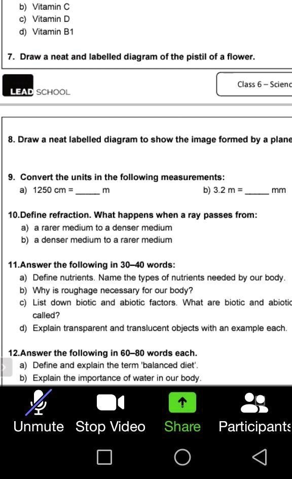 SOLVED Solve all these questions b) Vitamin C, Vitamin D, Vitamin B1