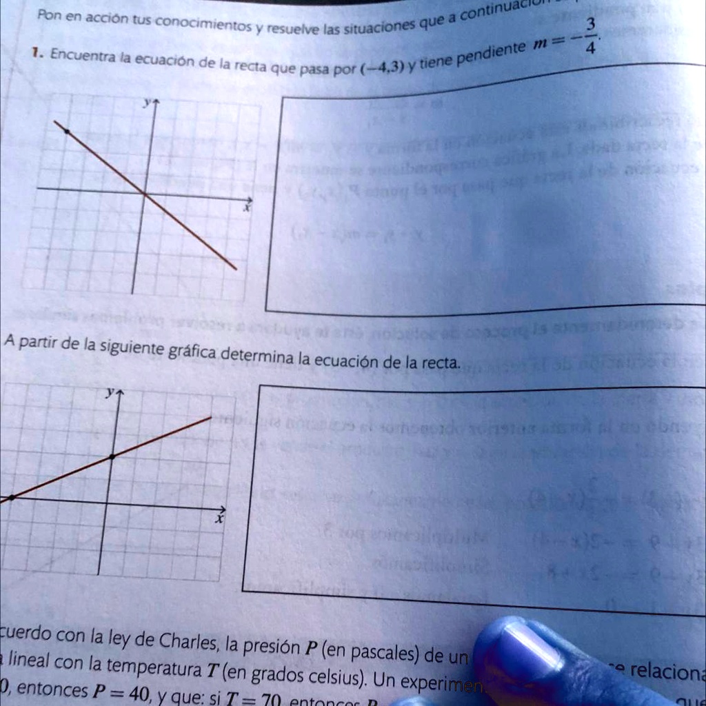 SOLVED: 1. Encuentra La Ecuación De La Recta Que Pasa Por (-4,3) Y ...