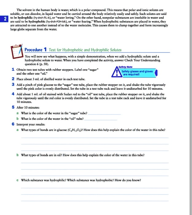 SOLVED The solvent in the human body is water, which is a polar