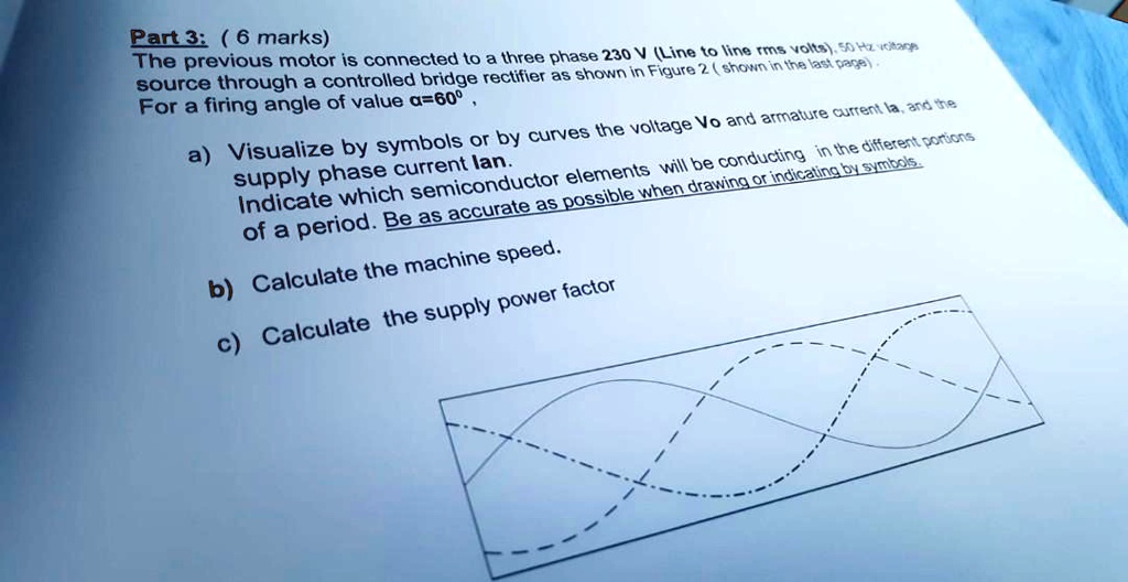 Part 3: (6 marks) The previous motor is connected to a three phase 230 ...