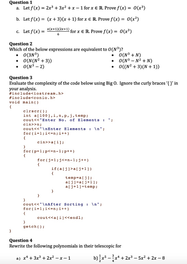 Solved Question 1 Let F X 2x3 3x2 X 1forx A R Prove F X O X3 Let F X X 3 X 1 Forx A R Prove F X O X2 Let
