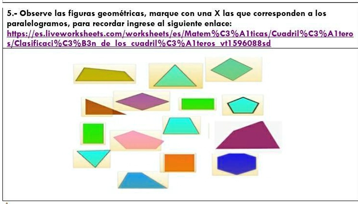 SOLVED: ayuda porfavor doy coronita 5.- Observe las figuras geométricas ...