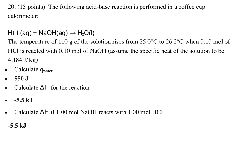 SOLVED 20. (15 points) The following acidbase reaction is performed