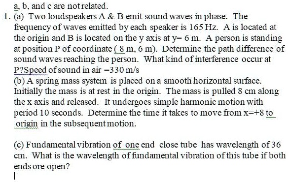 SOLVED: A B And C Are Notrelated (a) Two Loudspeakers A B Emit Sound ...