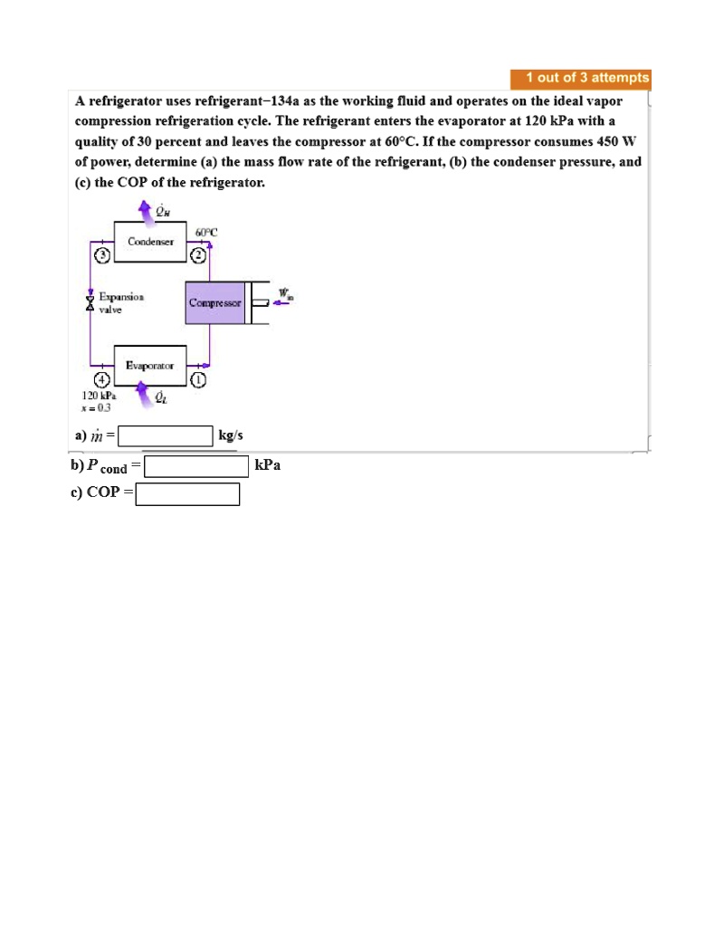 SOLVED: A refrigerator uses refrigerant-134a as the working fluid and ...