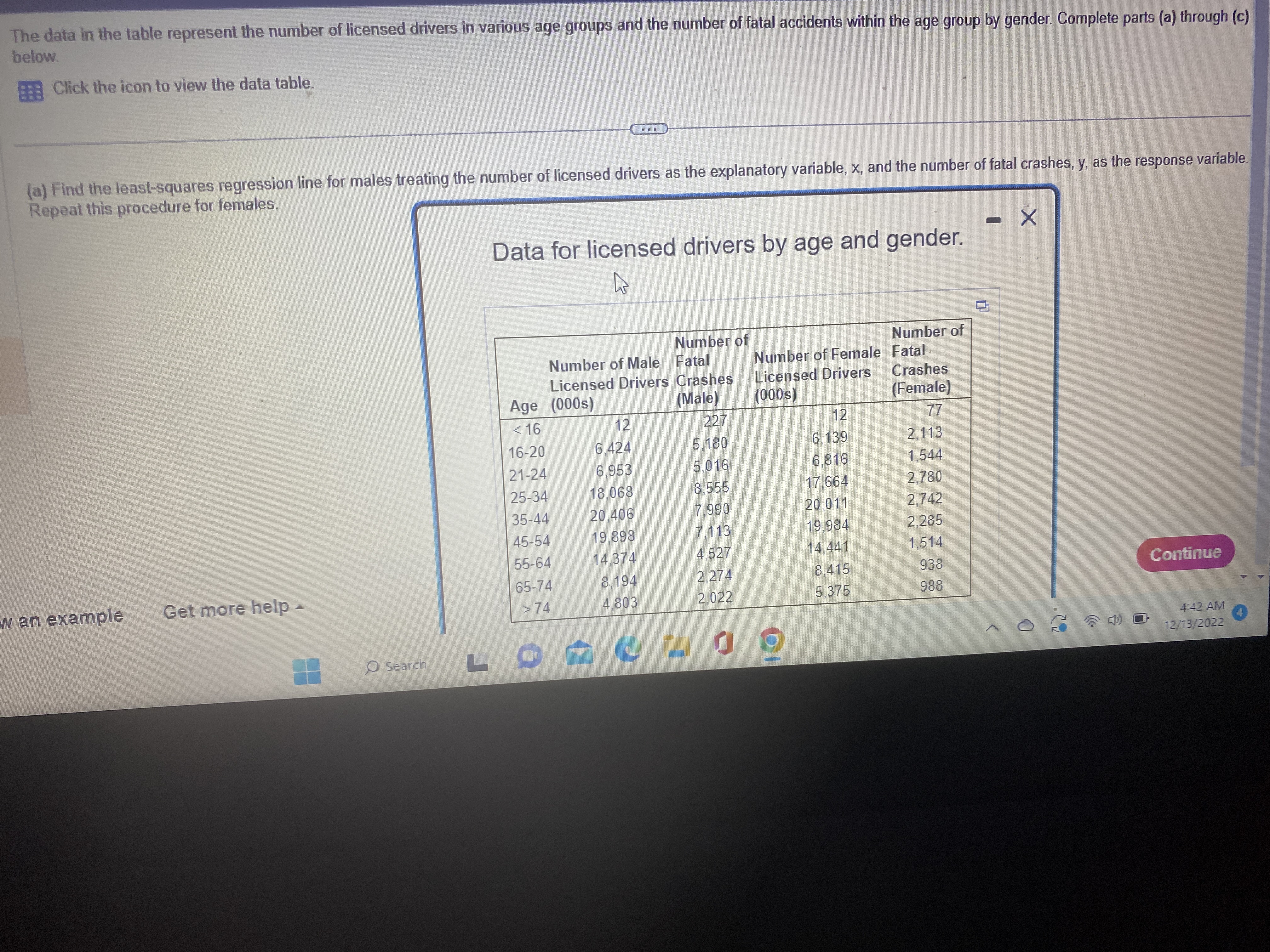 [GET ANSWER] data in the table represents the number of license drivers ...