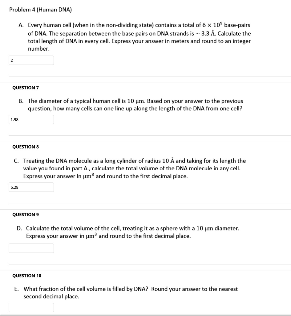 problem 4 human dna every human cell when in the non dividing state ...