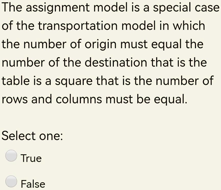 SOLVED: Subject is* Quantitative methods The assignment model is a ...
