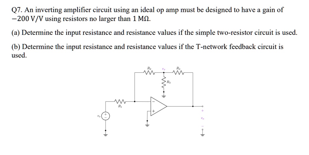 SOLVED Q7. An inverting amplifier circuit using an ideal op amp must