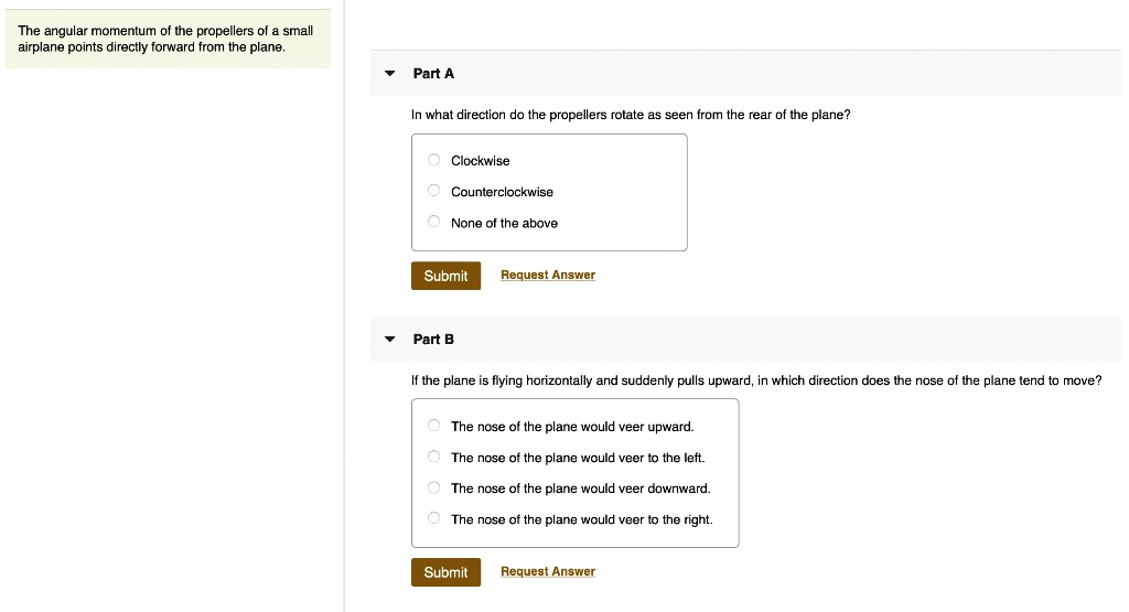 The angular momentum of the propeller's small airplane points directly
