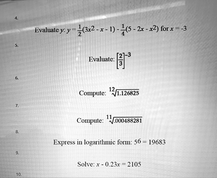 Evaluate y y zx2 x 1 4 2x x2 forx 3 evaluate 3 compute