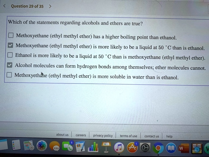 SOLVED Which of the statements regarding alcohols and ethers are true