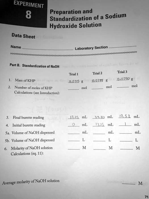 Solved Text Experiment Preparation And Standardization Of A Sodium