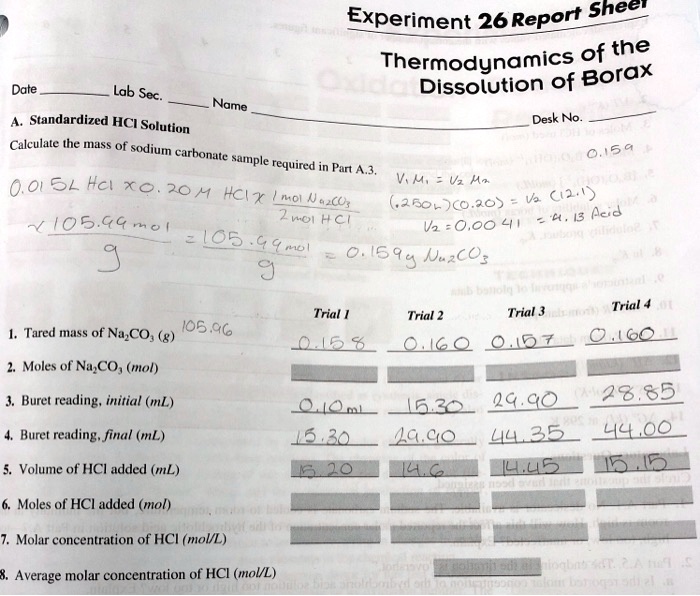 experiment 26 thermodynamics of the dissolution of borax