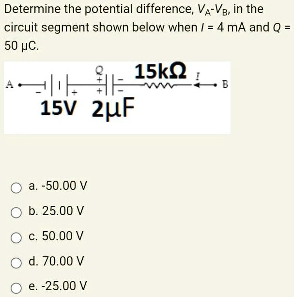 Determine the potential difference; VAVB, in the cir… SolvedLib