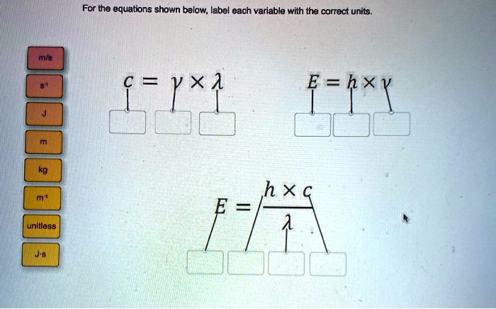 Solved For The Equations Shown Below Label Each Variable With The Correct Units Mf V Ã— A E 0332