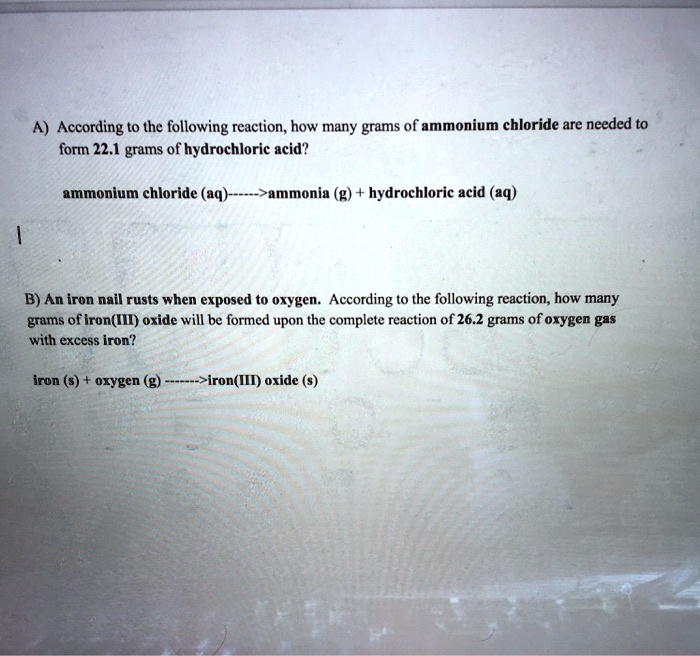 SOLVED According to the following reaction, how many grams of ammonium