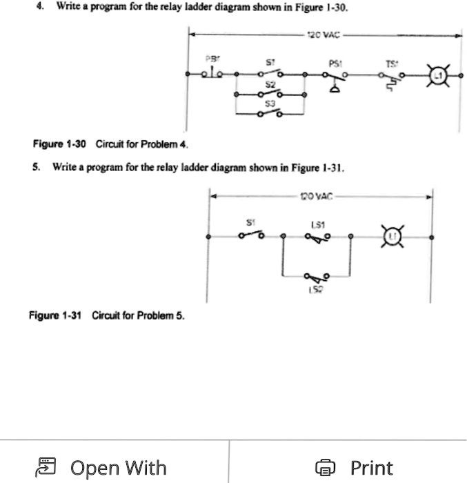 Write a program for the relay ladder diagram shown in Figure I-30 ...