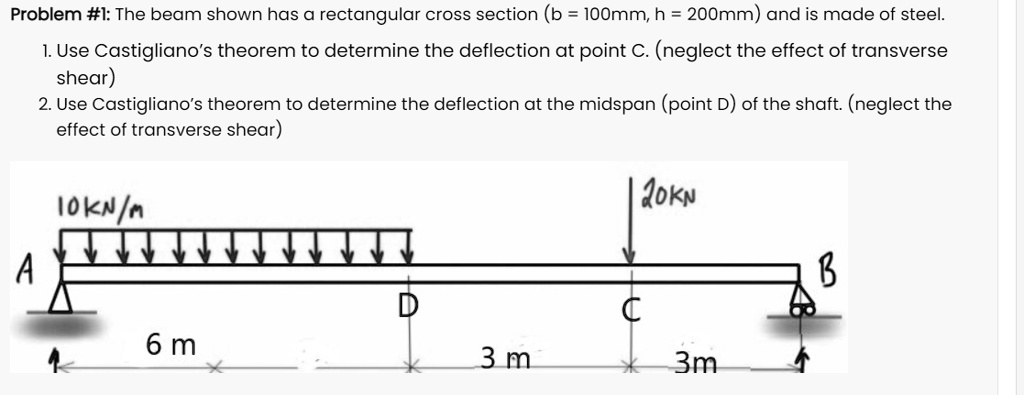 SOLVED: Problem #1: The beam shown has a rectangular cross section (b ...