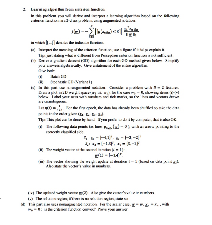 Ward Criterion Function SOLVED: Learning algorithm from criterion function In this problem, you ...
