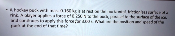 SOLVED: A hockey puck with mass 0.160 kg is at rest on the horizontal ...