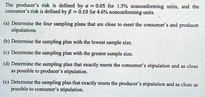 [GET ANSWER] The producer's risk is defined by α = 0.05 for 1.5% ...