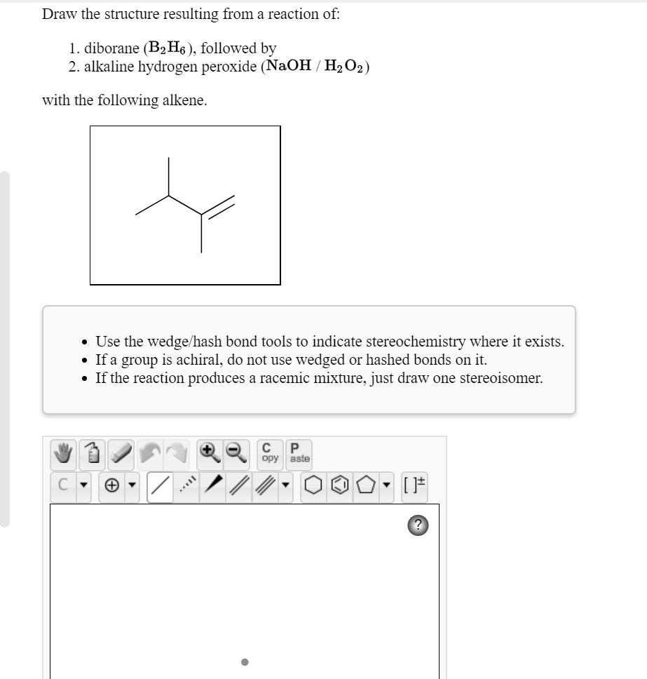 SOLVED: Draw the structure resulting from a reaction of: 1. diborane ...