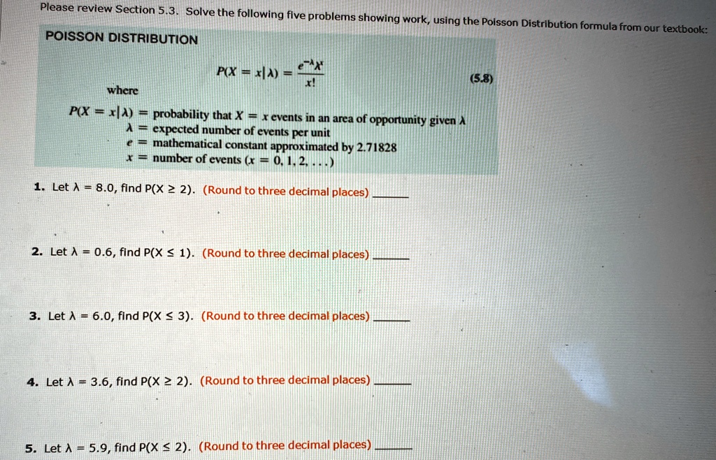 please review section 53 solve the following five problems showing work ...