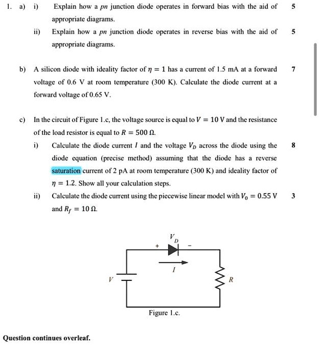 SOLVED: Explain how a pn junction diode operates in forward bias with ...