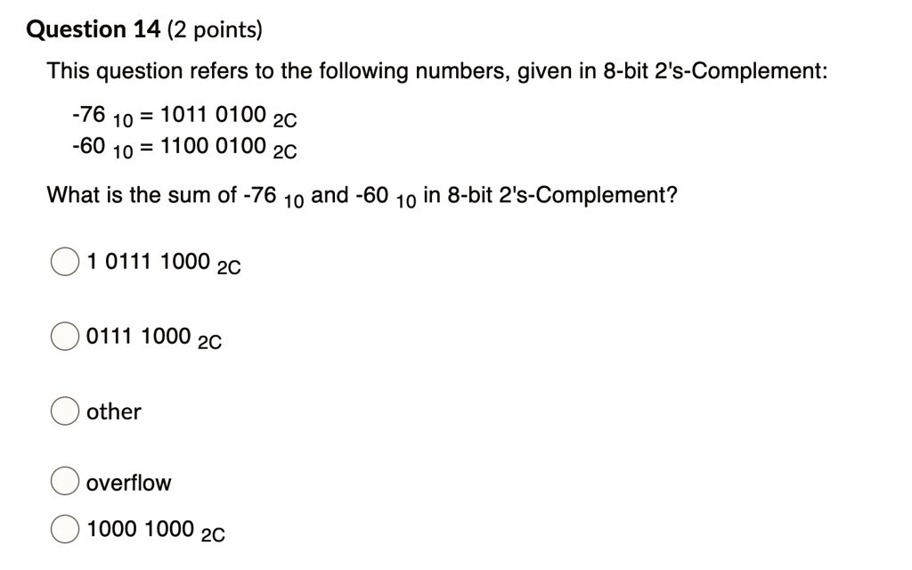 SOLVED: Question 14 (2 points) This question refers to the following ...