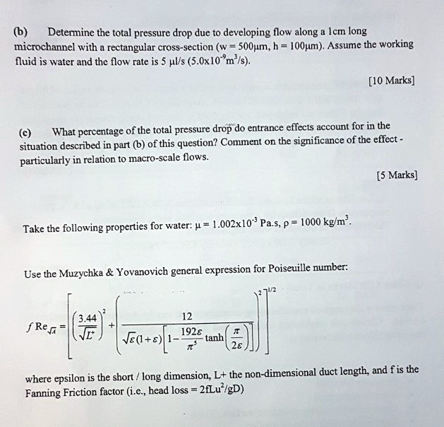 SOLVED: Determine the total pressure drop due to developing flow along ...