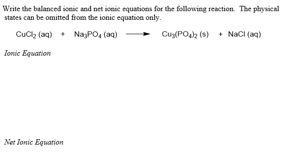 Solved Write The Balanced Ionic And Net Ionic Equations For The