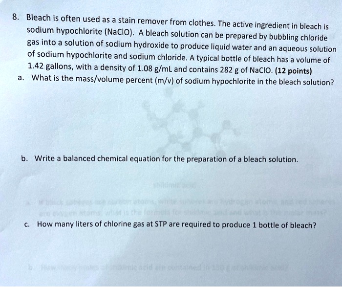 SOLVED Bleach is often used as a stain remover for clothes. The active