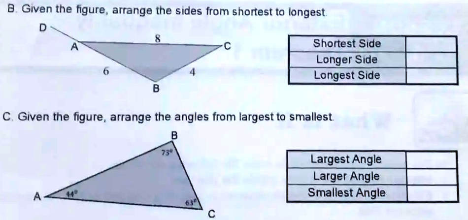 SOLVED: B Given The Figure, Arrange The Sides From Shortest To Longest ...