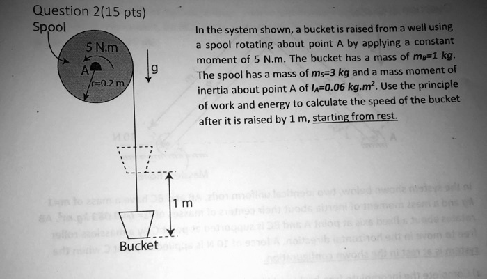 SOLVED: Question 2 (15 pts): Spool, 5 N.m, A, g, -0.2 m In the system ...