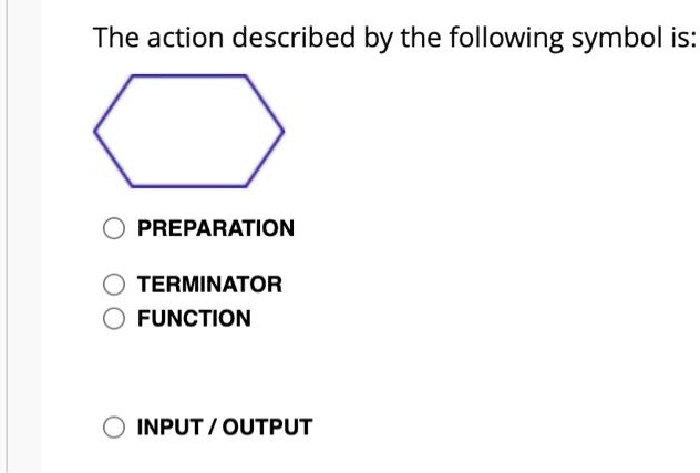 SOLVED: The action described by the following symbol is: PREPARATION ...