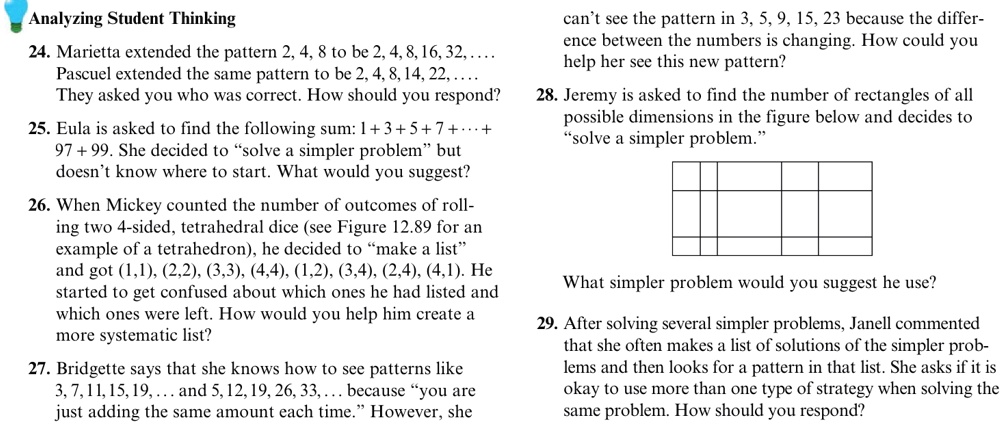 questions 24 29 analyzing student thinking cant see the pattern in 3591523 because the differ ence between the numbers is changing how could you help her see this new pattern 24 marietta ext 02007