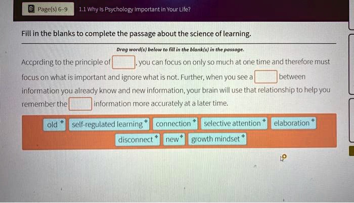 Page(s) 6-9 1.1 Why Is Psychology Important in Your Life? Fill in the ...