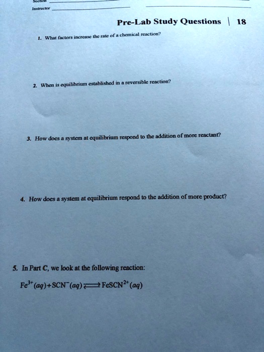 Solved Pre Lab Study Questions Aaialmneton Incrensc Thc Rate Of A Chcmical Rcuction 18 Equillonue Elahlshed Reversible Rcaction Wnen How Does Suslei Equilibrium Respond To The Addition Of More Reactant How Does System Equilibrium Solved Pre Lab Study Questions Aaialmneton Incrensc Thc Rate Of A Chcmical Rcuction 18 Equillonue Elahlshed Reversible Rcaction Wnen How Does Suslei Equilibrium Respond To The Addition Of More Reactant How Does System Equilibrium