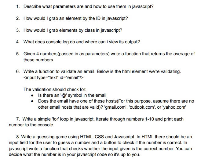 SOLVED: 1. Describe what parameters are and how to use them in ... image.
