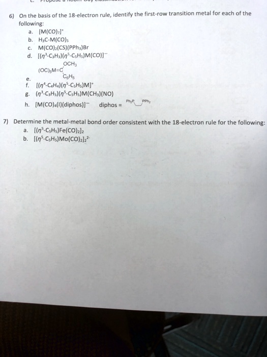 SOLVED On the basis of the 18 electron rule identify the first