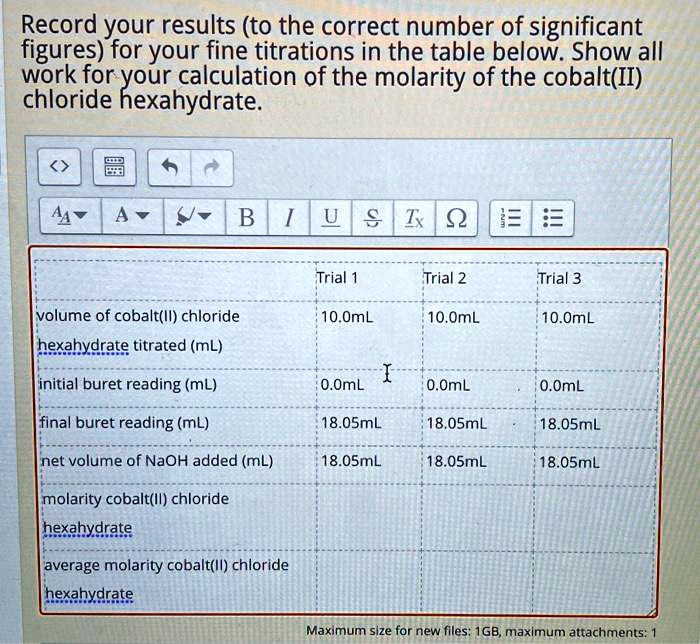 SOLVEDRecord your results (to the correct number of significant figures) for your fine