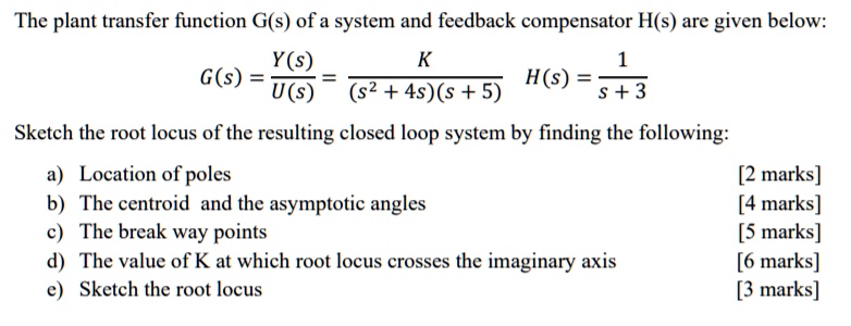 [GET ANSWER] The plant transfer function G(s) of a system and feedback ...