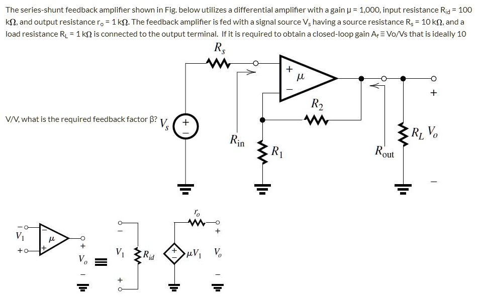 SOLVED: The series-shunt feedback amplifier shown in Fig. below