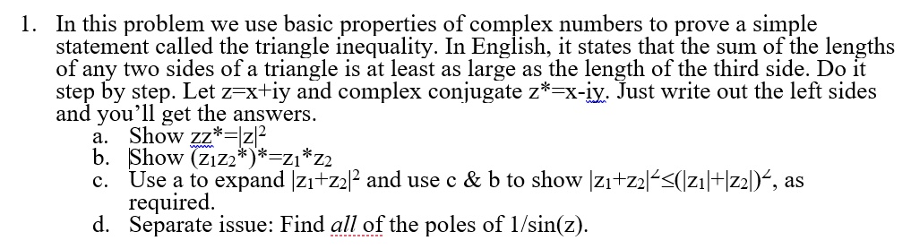 SOLVED: In this problem, we use basic properties of complex numbers to ...