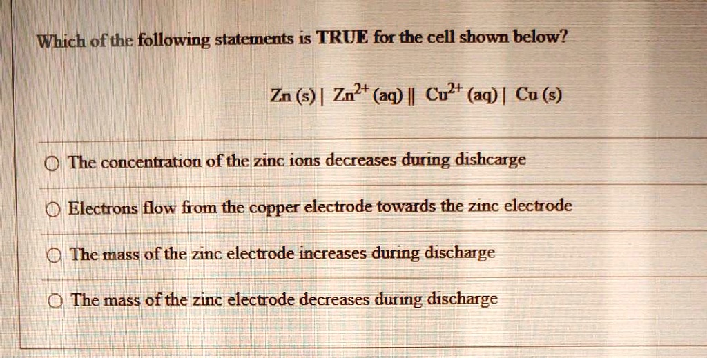 SOLVED:Which Ofthe Following Statements Is TRUE For The Cell Shown ...